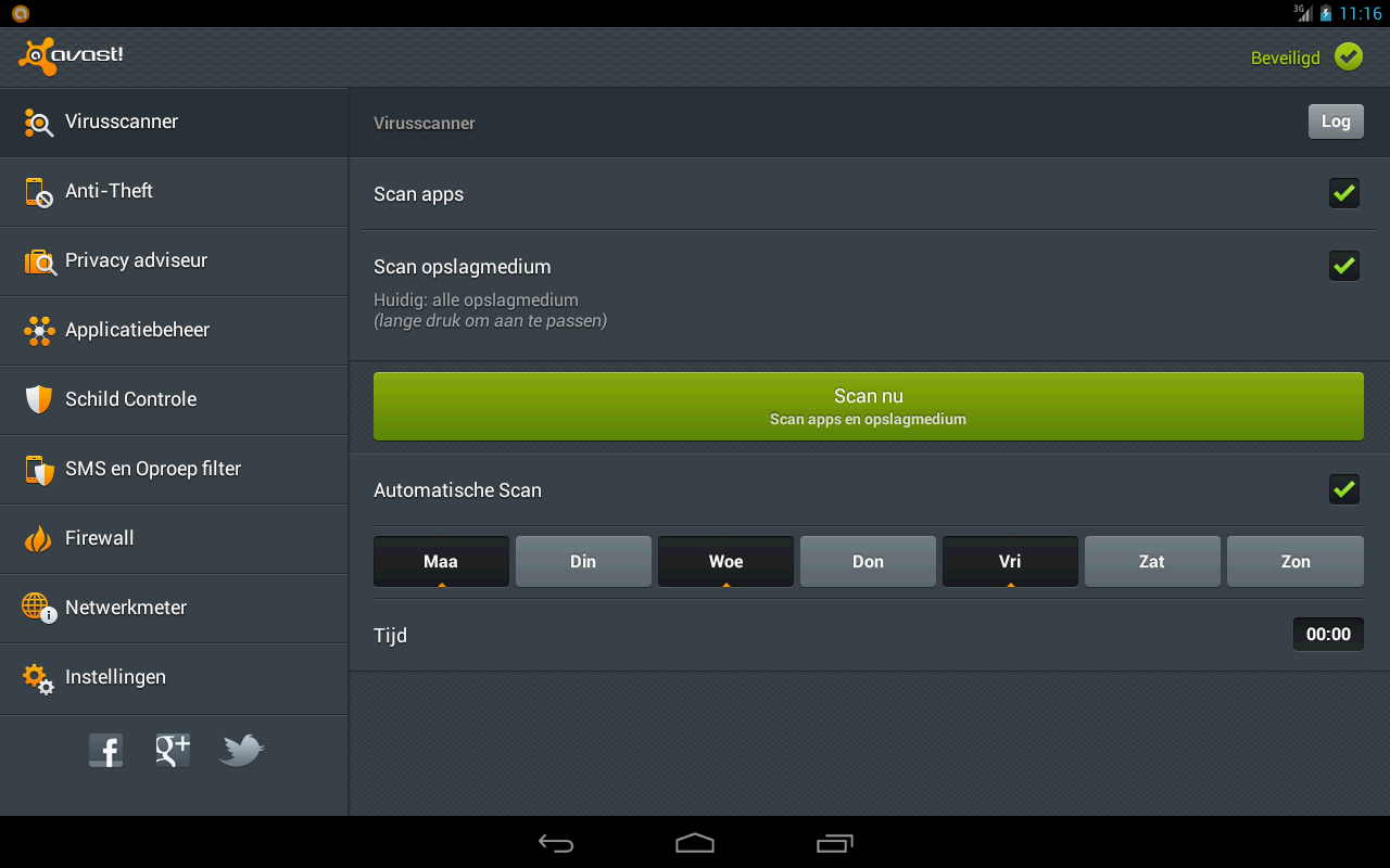 avast mobile security and antivirus tablet interface