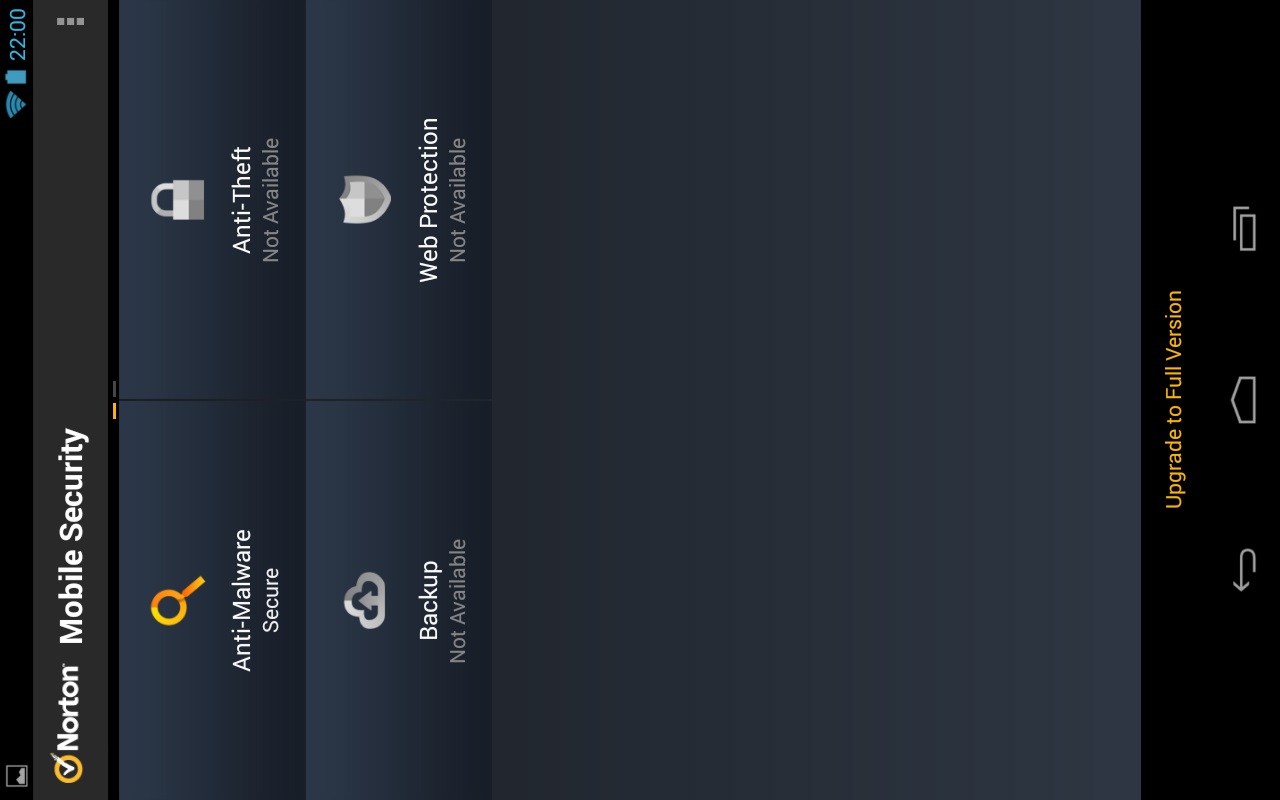de interface van de norton mobile virus scanner app
