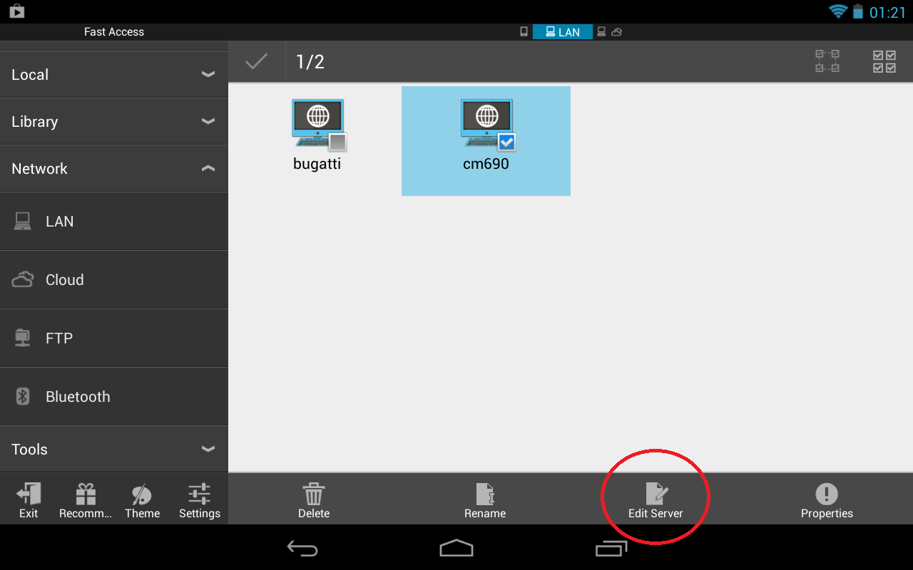 druk op edit server in es file explorer
