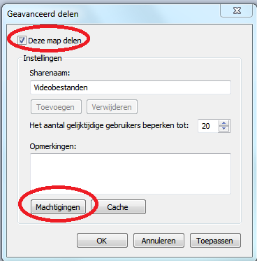 geavanceerd delen windows optie. zet een vinkje bij 'deze map delen'