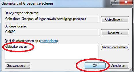 objectnaam voor machtiging voor delen van bestanden invoeren