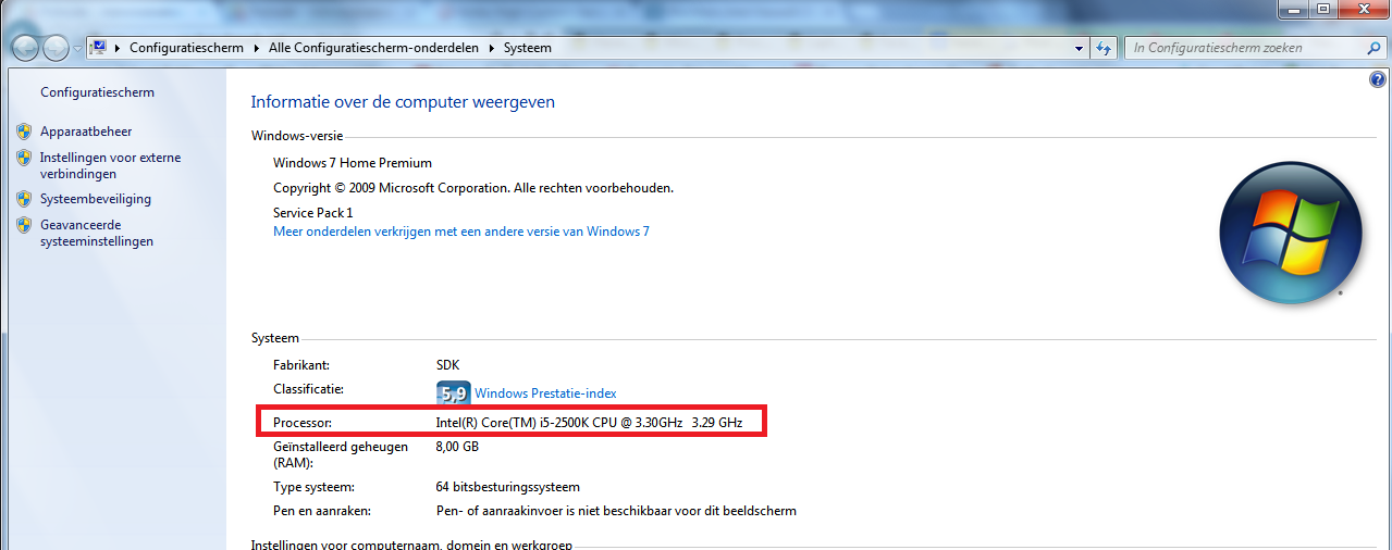 Opzoeken welke processor u heeft via windows systeem informatie