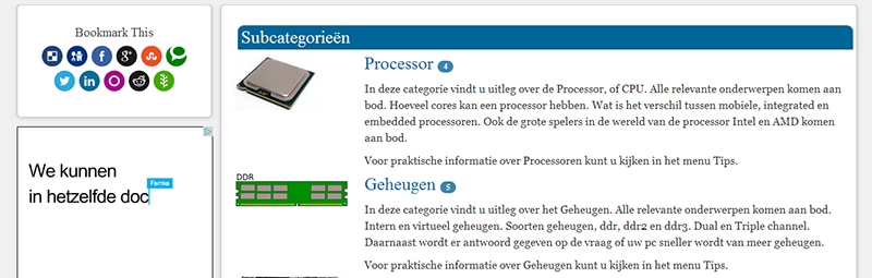 er is een nieuwe overzichtspagina toegevoegd met een duidelijke omschrijving per categorie