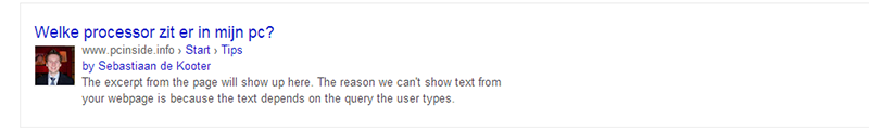 pcinside maakt nu gebruik van rich snippets die extra informatie bevatten voor google