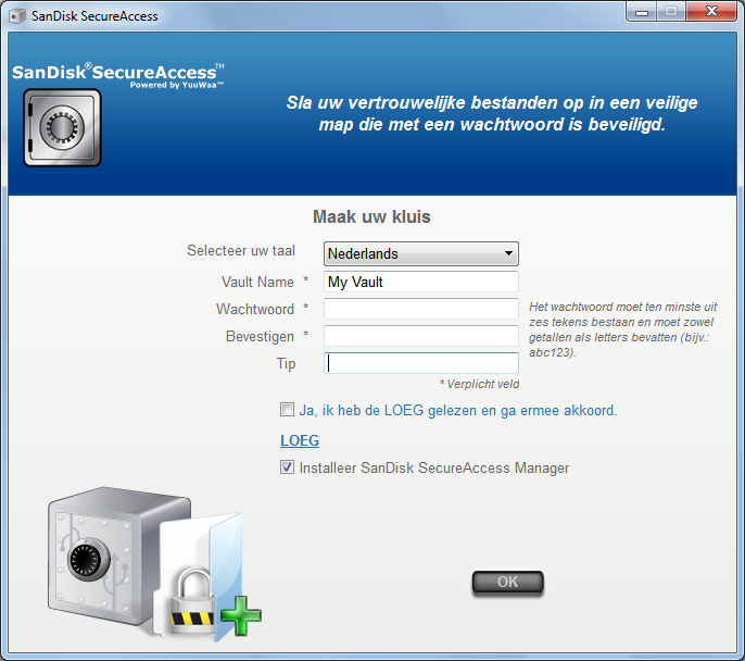 SanDisk SecureAccess beveiligen bestanden vault interface