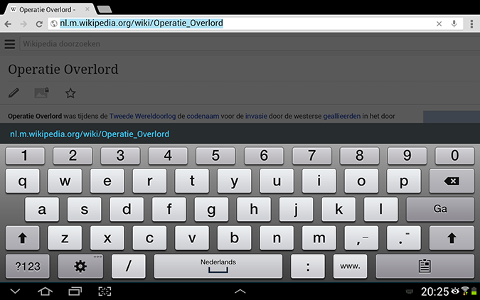 Screenshot van het vernieuwde toetsenbord op de Samsung Galaxy Tab 2 10.1 met Android 4.1.2