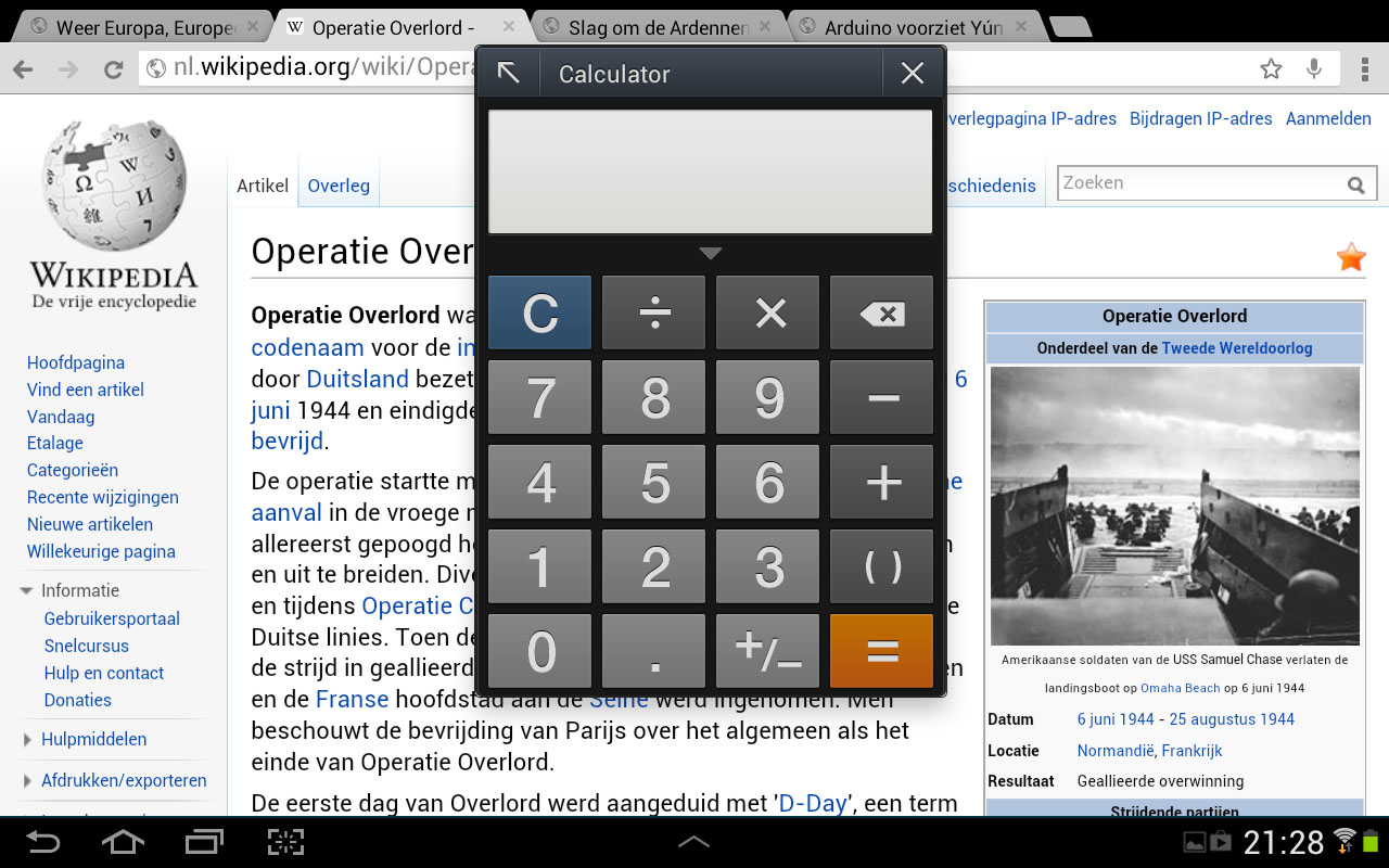Samsung Galaxy Tab 2 10.1 overlay calculator