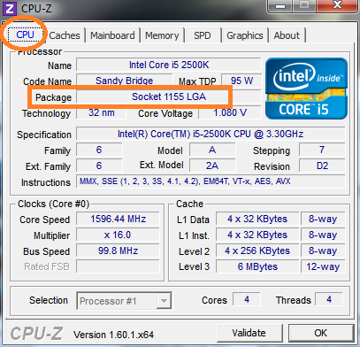 het socket type van uw moederbord vindt u in het tabje cpu